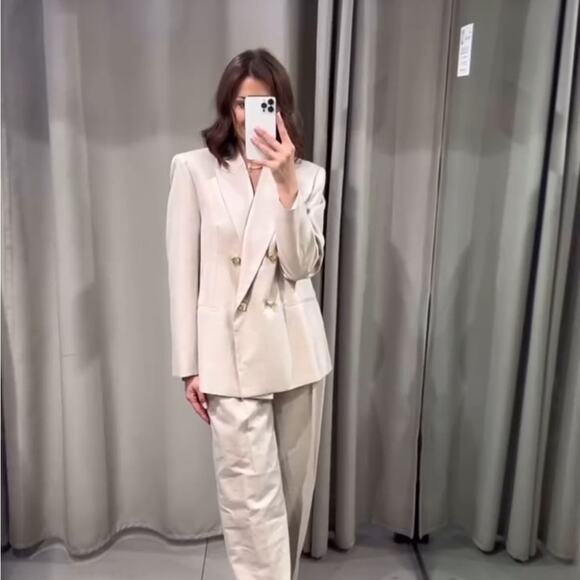 Zara SHINY-EFFECT Matching Suit Set Size Medium - Picture 4 of 15